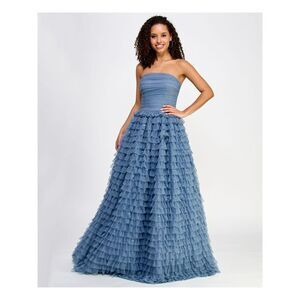 NWT SAY YES TO THE Womens Dress Blue Sleeveless Formal Lined Mesh Juniors 3\4